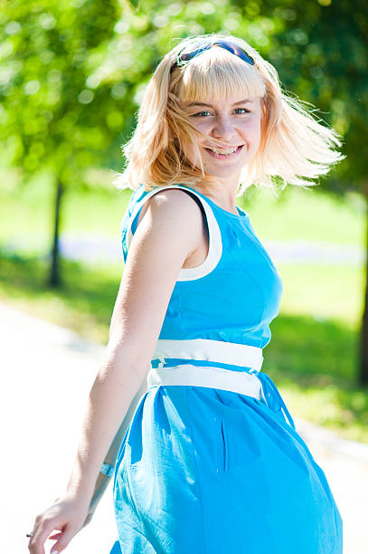 istock Young woman walking in a city. 123736938