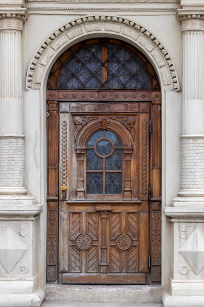 istock Vintage wooden door in an old city. 1237381114