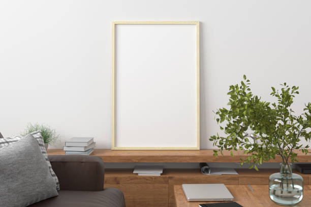 istock Vertical blank poster on wall in interior of modern living room 1237393173