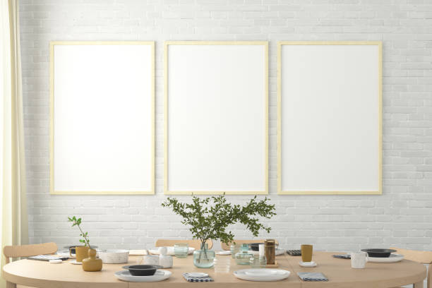 istock Vertical blank poster on wall in interior of modern dining room 1237398940