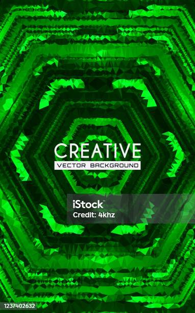 Abstract Green Hexagon Polygons Surreal Binary Code Background Stock Illustration - Download Image Now