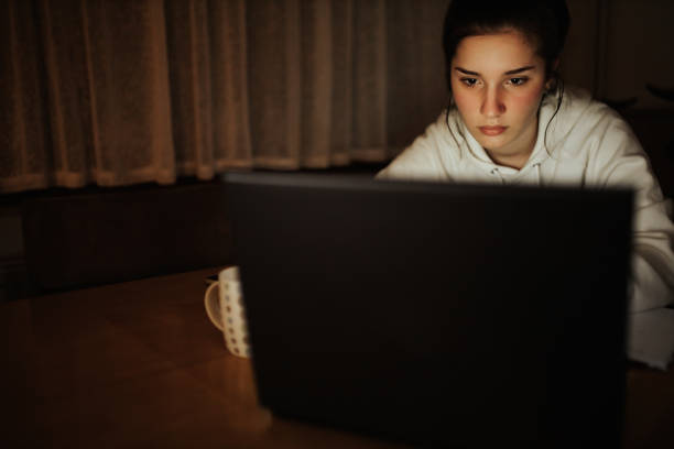 istock Late night learning or watching online movies and TV series 1237431832