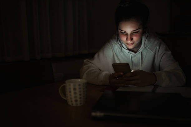 istock Late night learning or watching online movies and TV series 1237431833