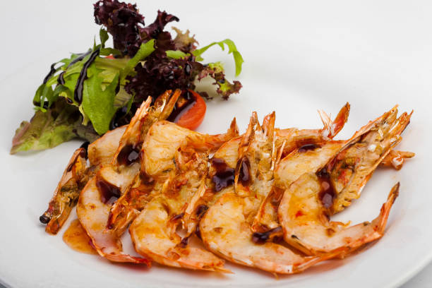 istock Chili shrimp with salad 1237445889