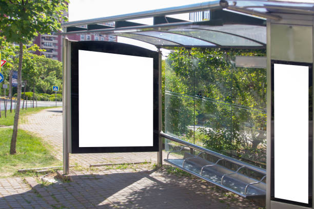 istock advertising board at bus stop on asphalt road 1237465821