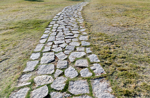 Stone path in a public park.