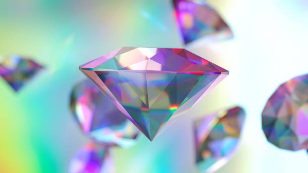 istock Beautiful colorful diamond dispersion the light. dimond dispersion glass objects. 3D illustration 1237470608