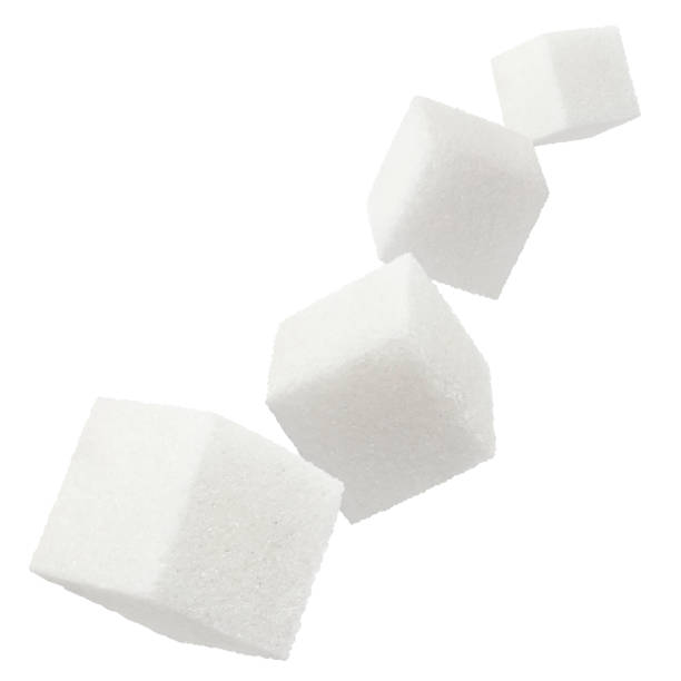 istock Flying cubes of white sugar on white 1237518198