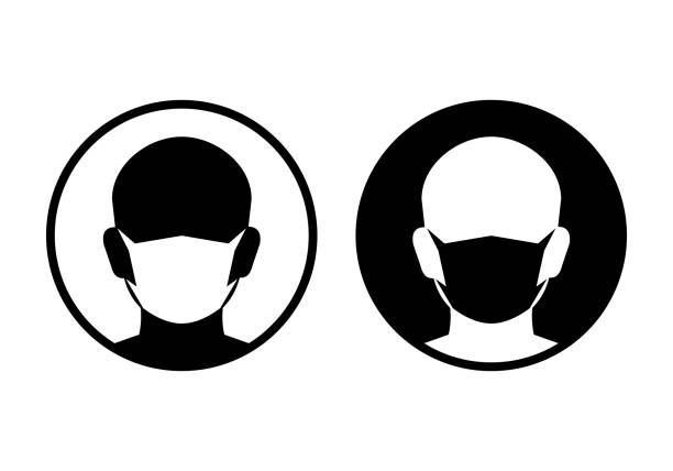 ilustrações de stock, clip art, desenhos animados e ícones de protective mask icons - factory pollution smoke smog