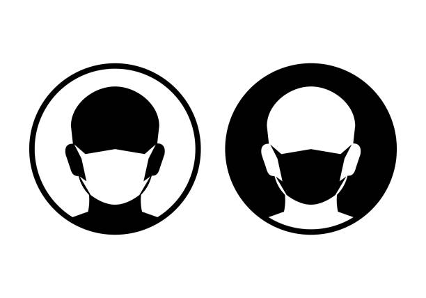 иконки защитной маски - factory pollution smoke smog stock illustrations