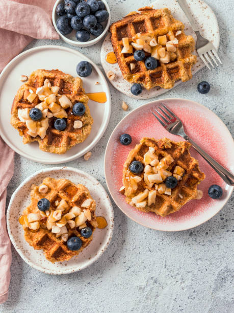 istock Healthy Gluten Free Oat Waffles. Copy Space 1237558634