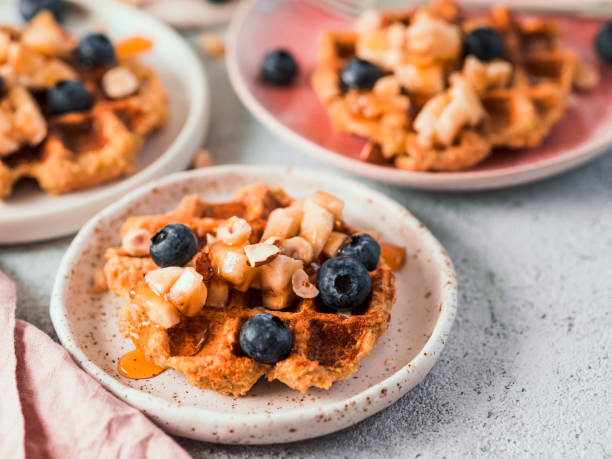 istock Healthy Gluten Free Oat Waffles. Copy Space 1237558646