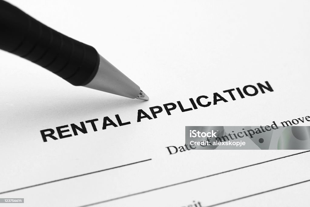 Rental application Close up of pen on rental application Agreement Stock Photo