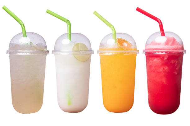 istock Smoothie and fruit juices with Straws and Garnishes on a White Background 1237569039