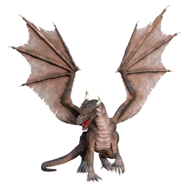 istock 3D illustration fantasy dragon on white 1237592301
