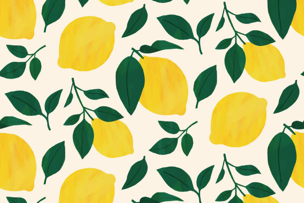 zitrone fruchtblatt hintergrund gelbe illustration - zitrone stock-grafiken, -clipart, -cartoons und -symbole