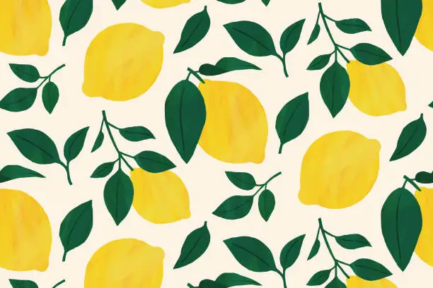 Vector illustration of lemon fruit leaf background yellow illustration