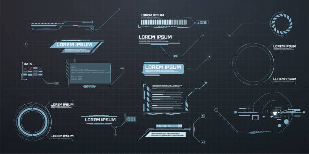 illustrations, cliparts, dessins animés et icônes de titres callouts. étiquettes de barre d’appel, barres de boîte d’information et informations numériques modernes. tech boîtes d’info numérique hud modèles. communication publicitaire futuriste. illustration de vecteur - interface icons internet label banner