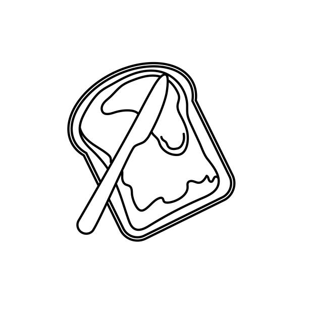 薄い線スタイルのジャム朝食アイコンでトースト - sandwich bread toast vector点のイラスト素材／クリップアート素材／マンガ素材／アイコン素材