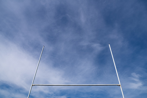 Rugby goalposts in a practice park