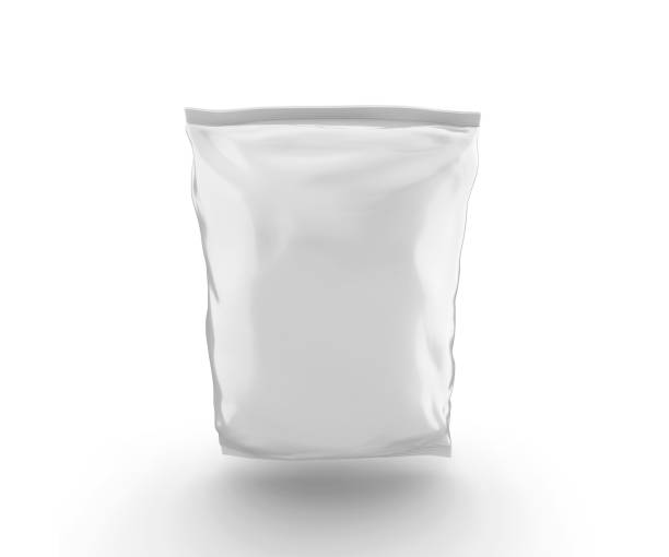 istock Blank Plastic Snack Bag Mockup, White potato chips container, 3d Rendering isolated on white background 1237660985