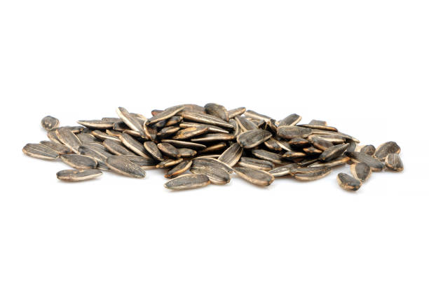 istock Organic Sunflower black seeds isolated on white background. 1237665230