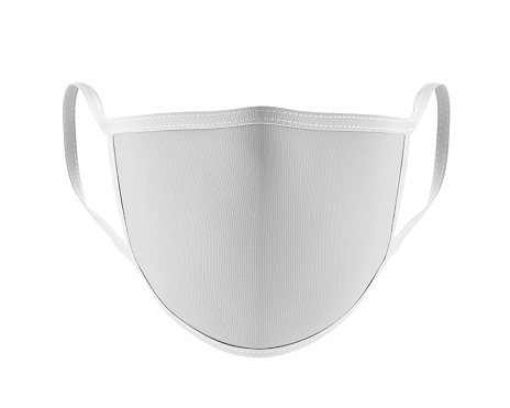 White Face Mask Mockup front view, Blank dust mask 3d rendering isolated on white background