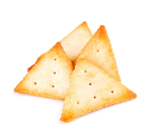 istock Cracker isolated on white background. Dry cracker cookies isolated. Salty snacks isolated. Top view. 1237714135
