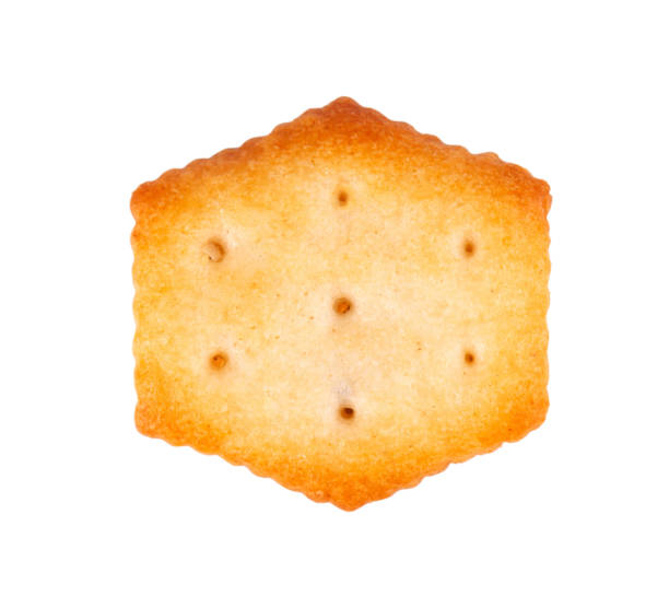 istock Cracker isolated on white background. Dry cracker cookies isolated. Salty snacks isolated. Top view. 1237727049