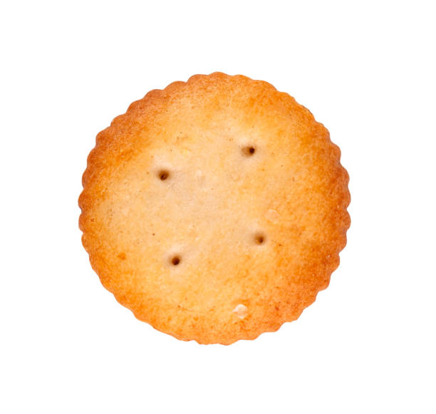 istock Cracker isolated on white background. Dry cracker cookies isolated. Salty snacks isolated. Top view. 1237727580