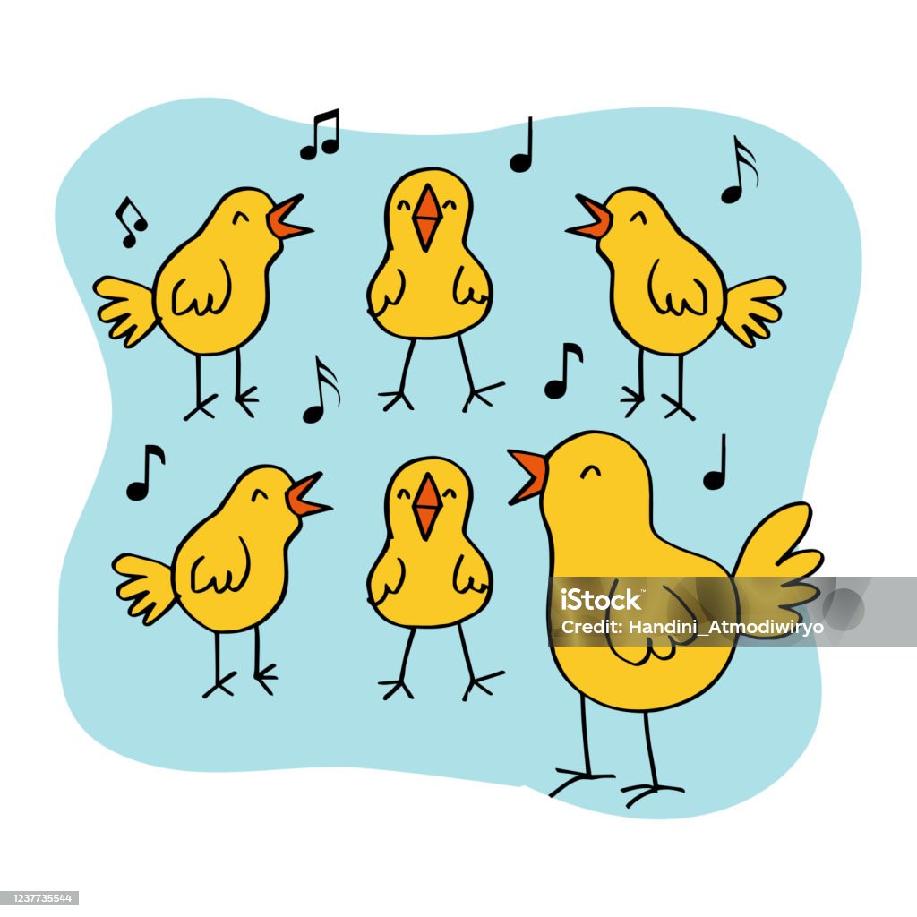 Cute Funny Happy Yellow Chickens Singing Song Stock Illustration - Download  Image Now - Agriculture, Animal, Animal Wildlife - iStock