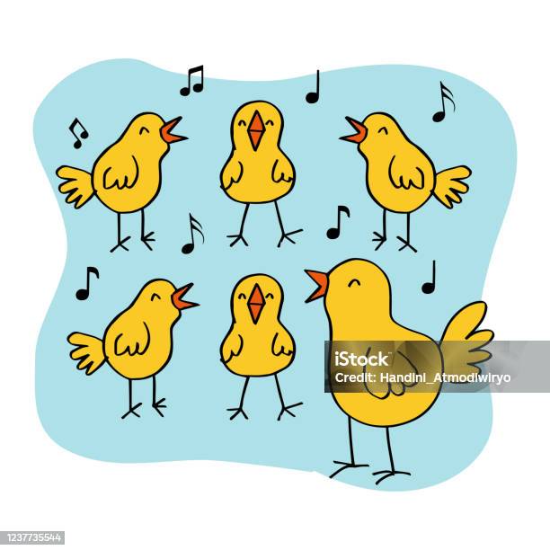 Cute Funny Happy Yellow Chickens Singing Song Stock Illustration - Download  Image Now - Agriculture, Animal, Animal Wildlife - iStock