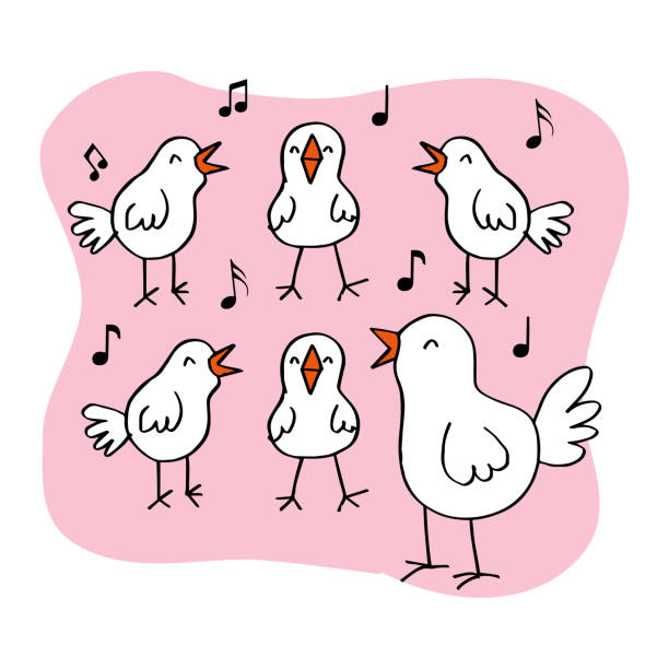 Cute Funny Happy Yellow Chickens Singing Song Stock Illustration - Download  Image Now - Chicken - Bird, Hen, Agriculture - iStock