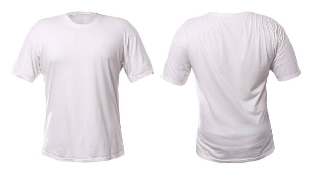 istock Men's white blank T-shirt template, front and back, design mockup for print, isolated on white background 1237738151