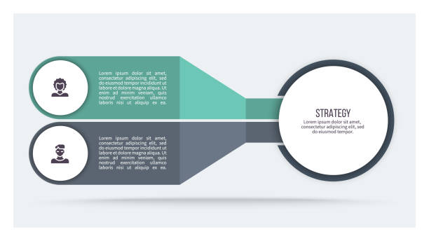 ilustrações de stock, clip art, desenhos animados e ícones de business infographics. chart with 2 steps, options, sections. vector template. - dois objetos