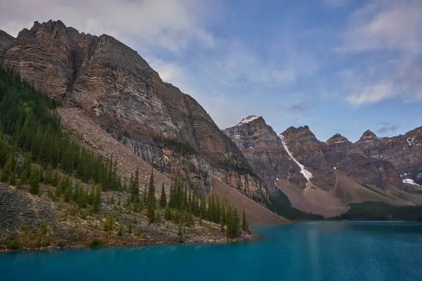 Photo of Moraine Lake in the Rockies of Canada good weather