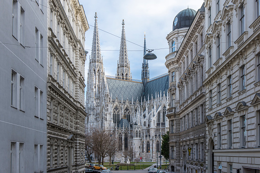 Partial view of a gothic church at Viena city, Austria.