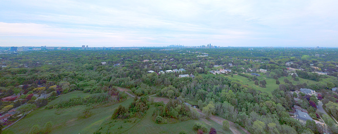 Drone watching Toronto from above North York