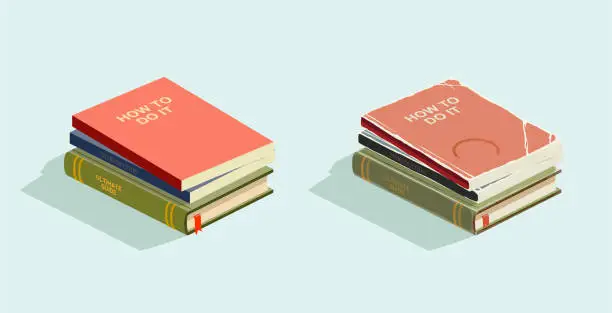 Vector illustration of old isometric books
