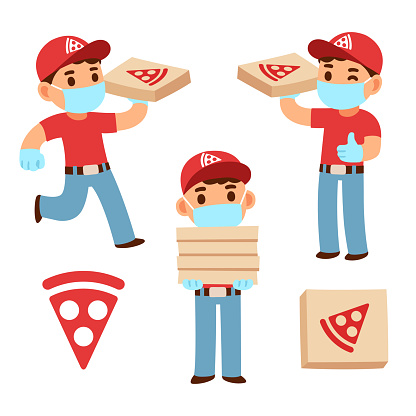 Cartoon Pizza Delivery Boy Stock Illustration - Download Image Now - Pizza,  Box - Container, Home Delivery - iStock