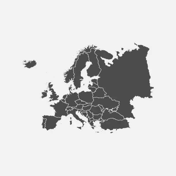 Vector illustration of Europe map isolated on white background. Vector illustration.