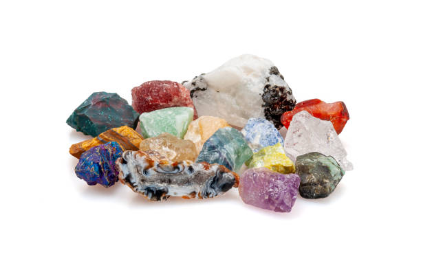istock A group of stones minerals for gemologist on white background. 1237900983