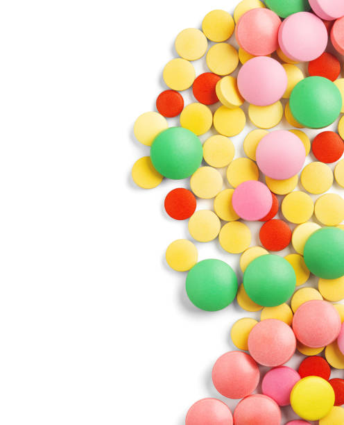 istock pile of medical pills on white background with place for text. Pattern for design. 1237917853