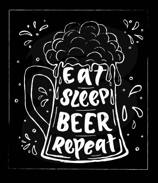 istock Eat, sleep, beer, repeat Hand calligraphy lettering. Sketch style. Motivational quote. 1237924739
