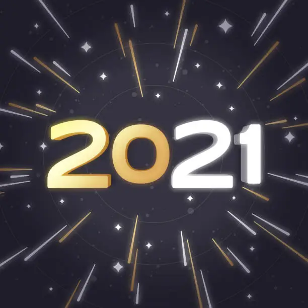 Vector illustration of Silver and Gold 2021 Happy New Year