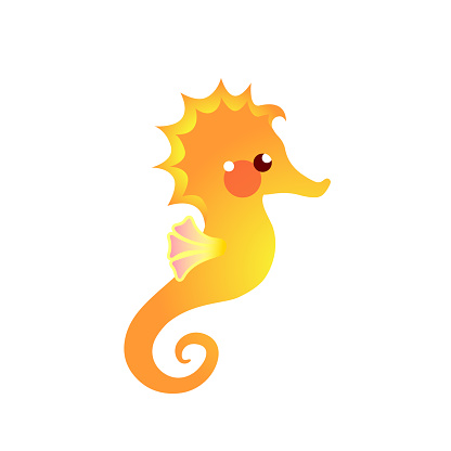 Cute Little Seahorse Vector Illustration Isolated On White Background Stock  Illustration - Download Image Now - iStock