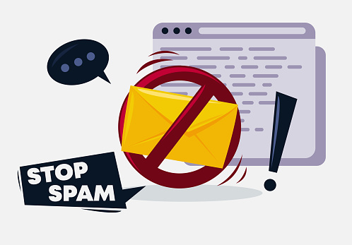 Vector illustration of the stop spam sign