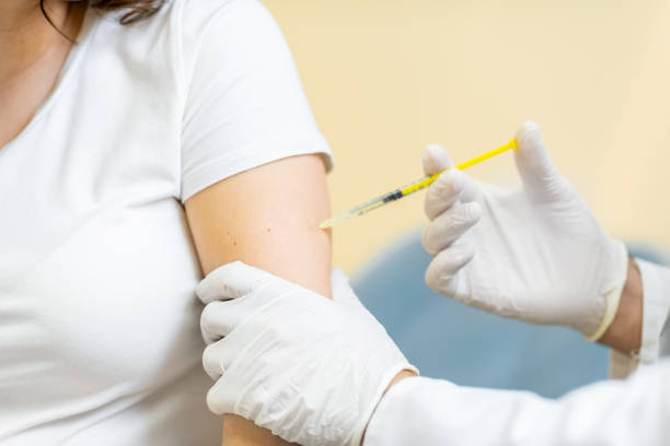 istock Vaccine injection procedure 1237988413