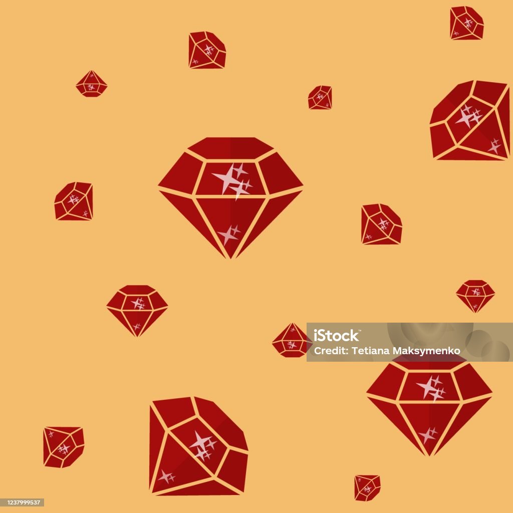 Ruby Geometric Pattern Seamless Pattern Of Ruby Gemstones Vector Illustration Of Repeating ...