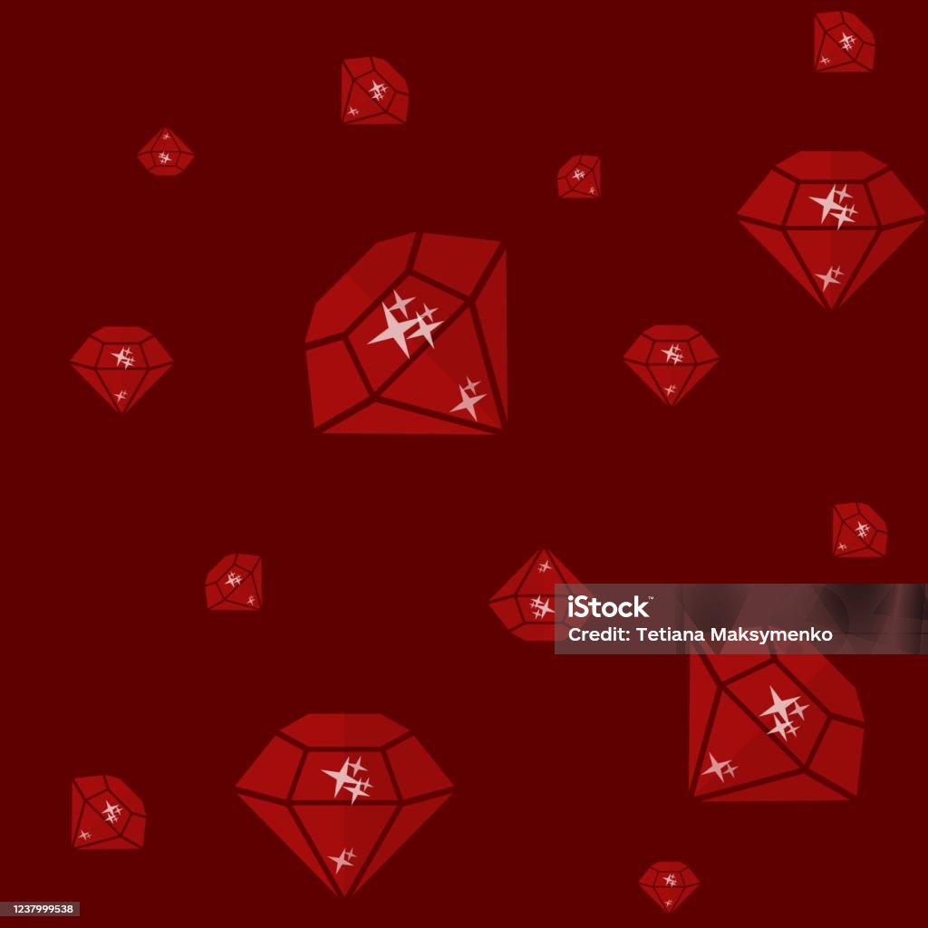 Seamless Pattern Of Ruby Gemstones On Red Background Vector ...